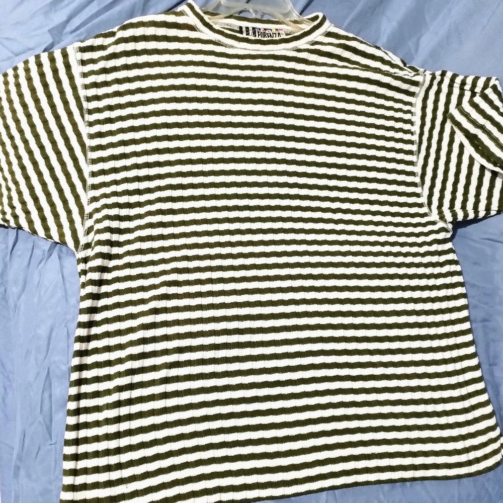 Vintage 80s Limited Forenza Shirt Striped green & White size Large